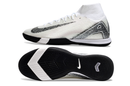 Nike Air Zoom Mercurial Superfly 10 Elite IC Soccer Cleats - White and Silver