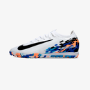 Chuteira Society Nike Air Zoom Mercurial Vapor 16 Elite TF - Branca, Preta e Azul