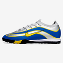Chuteira Society Nike Air Zoom Mercurial Vapor 16 Elite R9 TF - Cinza, Azul e Amarela