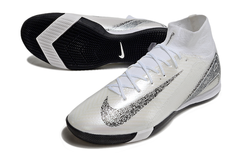 Nike Air Zoom Mercurial Superfly 10 Elite IC Soccer Cleats - White and Silver