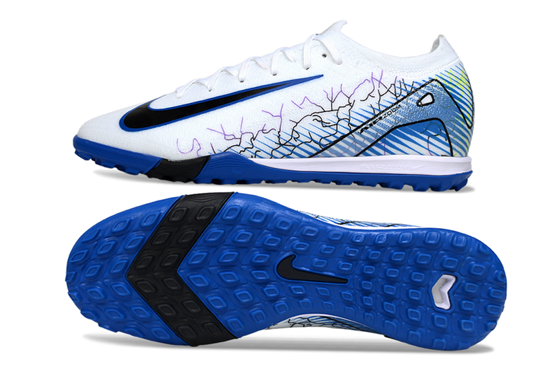 Nike Air Zoom Mercurial Vapor 16 Elite TF Soccer Cleats - White, Blue and Black