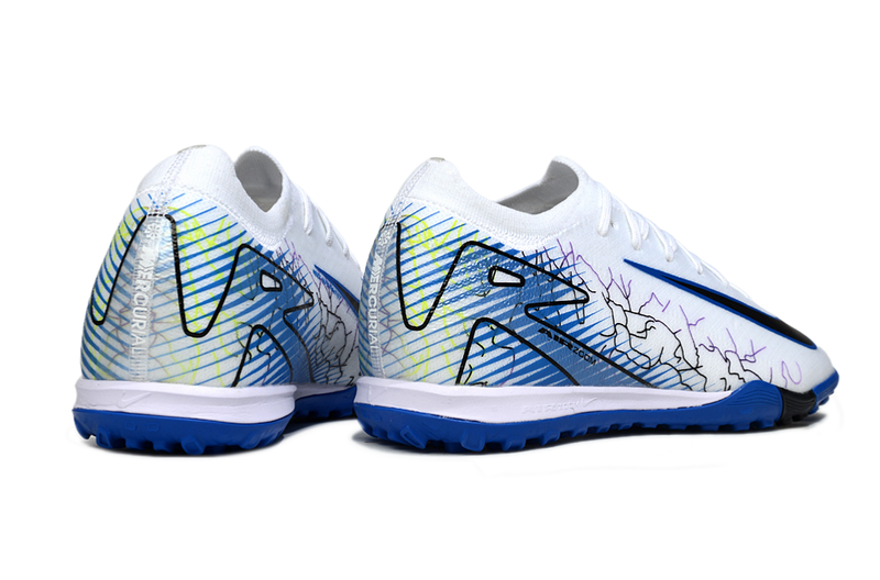 Nike Air Zoom Mercurial Vapor 16 Elite TF Soccer Cleats - White, Blue and Black