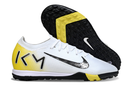 Chuteira Society Nike Air Zoom Mercurial Vapor 16 Kylian Mbappe Elite TF - Branca, Amarela e Preta
